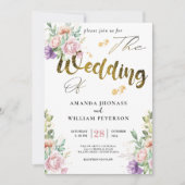 ロマンチックエレガントな多肉植物金ゴールドの結婚緑 招待状 (正面)