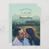 ロマンチックエレガントな山の風景の日付を保存 (正面/裏面)