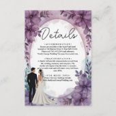 ロマンチックエレガントな新郎新婦パープルフローラ結婚ズ エンクロージャーカード (正面)