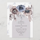 ロマンチックエレガントな明るい冬のフローラ結婚ズ 招待状 (正面/裏面)