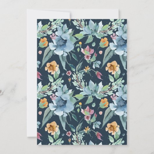 ロマンチックエレガントな春フローラダスティブルー結婚ズ 招待状 (裏面)