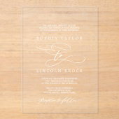 ロマンチックエレガントな書フォーマル道の白 アクリル招待状 (正面)