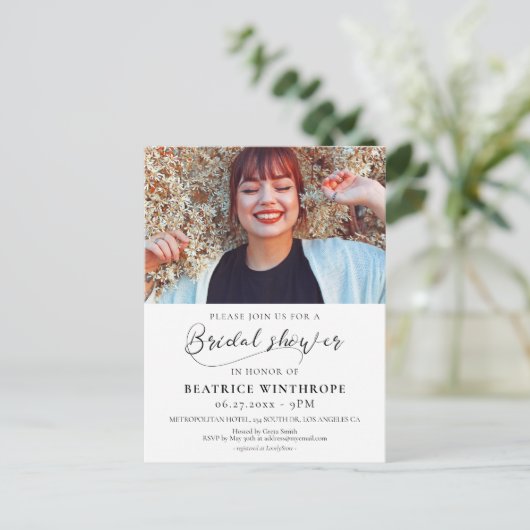 ロマンチックエレガントな書道のブライダルシャワー写真 ポストカード (スタンド正面)