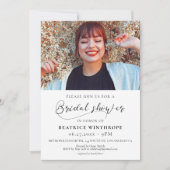 ロマンチックエレガントな書道のブライダルシャワー写真 招待状 (正面)