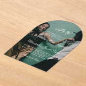 ロマンチックエレガントな書道写真結婚の アクリル招待状 (レイダウン)