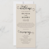 ロマンチックエレガントな書道結婚式 プログラム (正面)