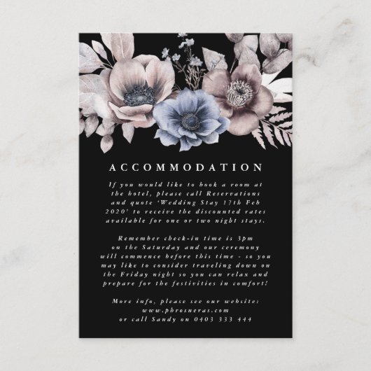 ロマンチックエレガントな水の色のフローラ結婚の エンクロージャーカード (正面)