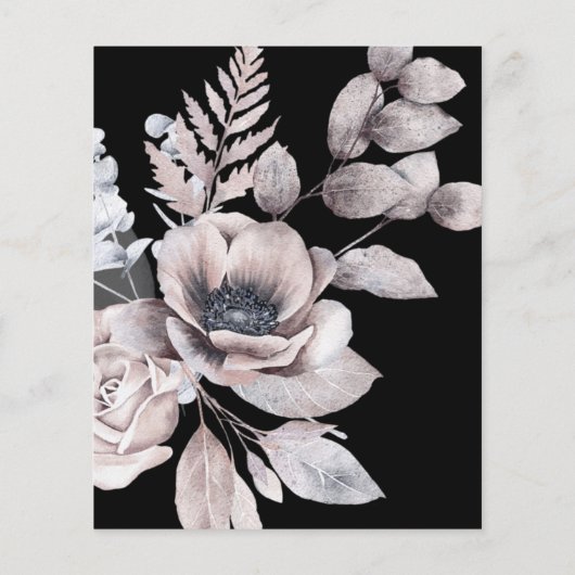 ロマンチックエレガントな水の色の予算のフローラ結婚ズ チラシ (裏面)