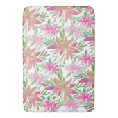 ロマンチックエレガントな水の色の花の色合いのピンク バスマット (正面縦)