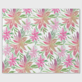 ロマンチックエレガントな水の色の花の色合いのピンク ラッピングペーパー (フラット)