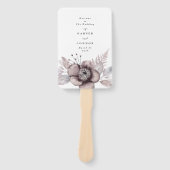 ロマンチックエレガントな水の色フローラ結婚式 プログラム ハンドファン (正面)