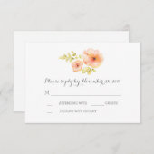 ロマンチックエレガントな水彩花RSVPカード 出欠カード (正面/裏面)