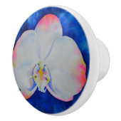 ロマンチックエレガントな白いピンク色の水色のラン セラミックノブ (右)