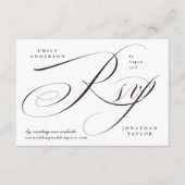 ロマンチックエレガントな白黒の書道 出欠カード (正面)