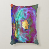 ロマンチックエレガントな紫のティール(緑がかった色)の絵画花 アクセントクッション (正面(垂直))