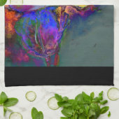 ロマンチックエレガントな紫のティール（緑がかった色）の絵画花 キッチンタオル (折り畳み)