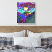 ロマンチックエレガントな紫のティール（緑がかった色）の絵画花 キャンバスプリント (インサイチュ (寝室))