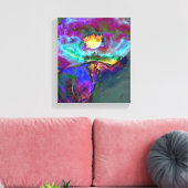 ロマンチックエレガントな紫のティール（緑がかった色）の絵画花 キャンバスプリント (インサイチュ (リビング))