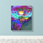 ロマンチックエレガントな紫のティール（緑がかった色）の絵画花 キャンバスプリント (インサイチュ (ウッドフロア))