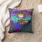 ロマンチックエレガントな紫のティール(緑がかった色)の絵画花 クッション (ブランケット)