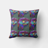 ロマンチックエレガントな紫のティール(緑がかった色)の絵画花 クッション (裏面)