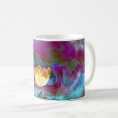 ロマンチックエレガントな紫のティール(緑がかった色)の絵画花 コーヒーマグカップ (正面右)