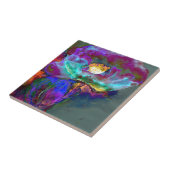 ロマンチックエレガントな紫のティール(緑がかった色)の絵画花 タイル (側面)