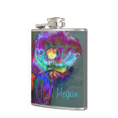 ロマンチックエレガントな紫のティール(緑がかった色)の絵画花 フラスク (左)