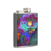 ロマンチックエレガントな紫のティール(緑がかった色)の絵画花 フラスク (右)