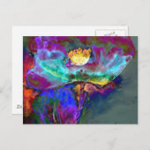 ロマンチックエレガントな紫のティール(緑がかった色)の絵画花 ポストカード (正面/裏面)