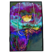 ロマンチックエレガントな紫のティール（緑がかった色）の絵画花 ミディアムペーパーバッグ (正面)