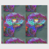 ロマンチックエレガントな紫のティール(緑がかった色)の絵画花 ラッピングペーパー (フラット)