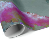 ロマンチックエレガントな紫のティール(緑がかった色)の絵画花 ラッピングペーパー (ロールコーナー)