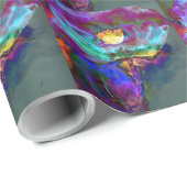 ロマンチックエレガントな紫のティール(緑がかった色)の絵画花 ラッピングペーパー (ロールコーナー)