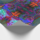 ロマンチックエレガントな紫のティール(緑がかった色)の絵画花 ラッピングペーパー (角)