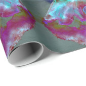 ロマンチックエレガントな紫のティール(緑がかった色)の絵画花 ラッピングペーパー (ロールコーナー)