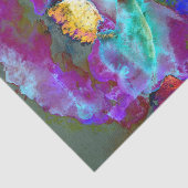 ロマンチックエレガントな紫のティール（緑がかった色）の絵画花 薄葉紙 (詳細)