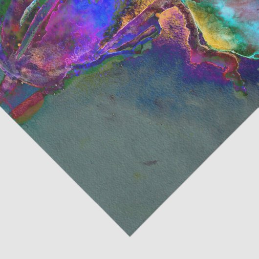 ロマンチックエレガントな紫のティール(緑がかった色)の絵画花 薄葉紙 (詳細)