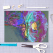 ロマンチックエレガントな紫のティール(緑がかった色)の絵画花 薄葉紙 (クラフト)