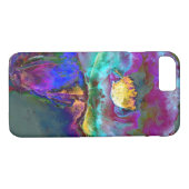 ロマンチックエレガントな紫のティール(緑がかった色)の絵画花 Case-Mate iPhoneケース (裏面(横))