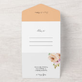 ロマンチックエレガントな紫の桃の水色の花 オールインワン招待状 (外側)