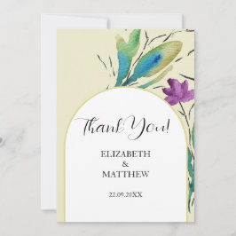 ロマンチックエレガントな紫色のワイルドフラワーウォーターカラーアート サンキューカード