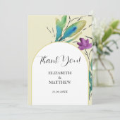 ロマンチックエレガントな紫色のワイルドフラワーウォーターカラーアート サンキューカード (スタンド正面)