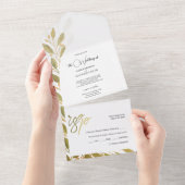 ロマンチックエレガントな緑茶の水のカラーアート オールインワン招待状 (貼ってはがせる)