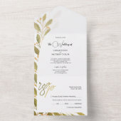 ロマンチックエレガントな緑茶の水のカラーアート オールインワン招待状 (内側)