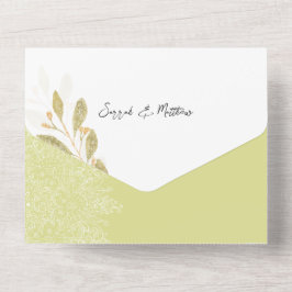 ロマンチックエレガントな緑茶の水のカラーアート オールインワン招待状