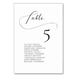 ロマンチックエレガントな習字のシーティングカード テーブルナンバー