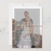 ロマンチックエレガントな脚本2枚の写真を重ね結婚合わせる サンキューカード (裏面)