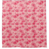 ロマンチックエレガントな花ヴィンテージポピー柄 シャワーカーテン (正面)