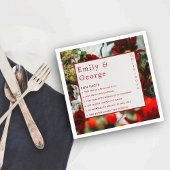 ロマンチックエレガントな赤いバラのおもしろいファクト結婚ズ スタンダードカクテルナプキン